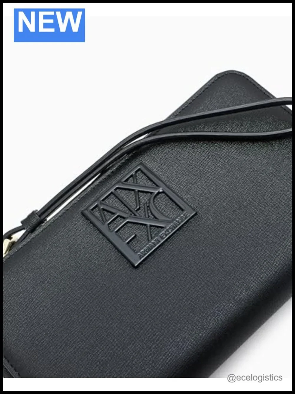 Armani Exchange Logo Zip Around Wallet Wristlet - Polyester, Credit Card Slots,